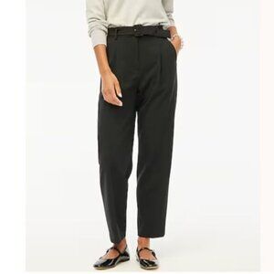 NWT J.Crew Factory Sz 8 Belted Straight Leg Trouser Pant Black High Rise